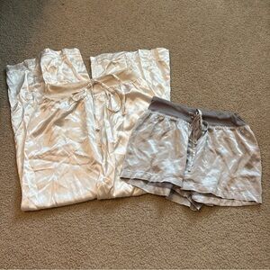 Pj Harlow Jolie Pants and Mikel Sleep Shorts Satin Pajama Lot